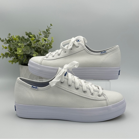 Keds Women’s Triple Kick Canvas White Lace Up Sneakers Shoes Size 8 - Picture 5 of 9
